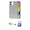 MARSİLYAN™- iPhone 11 Kılıf Ufuk Serisi - Siyah Bilvis 5in1 5D Magic Hayalet Cam Ekran Koruyucu + Pers Alüminyum Kamera Lens - GD