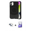 MARSİLYAN™- iPhone 11 Kılıf Ufuk Serisi - Siyah Bilvis 5in1 5D Magic Hayalet Cam Ekran Koruyucu + Pers Alüminyum Kamera Lens - LT
