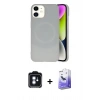 MARSİLYAN™- iPhone 11 Kılıf Ufuk Serisi - Siyah Bilvis 5in1 5D Magic Hayalet Cam Ekran Koruyucu + PVD Metal Kamera Lens - MI