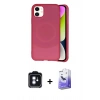 MARSİLYAN™- iPhone 11 Kılıf Ufuk Serisi - Siyah Bilvis 5in1 5D Magic Hayalet Cam Ekran Koruyucu + PVD Metal Kamera Lens - MI