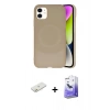 MARSİLYAN™- iPhone 11 Kılıf Ufuk Serisi - Siyah Bilvis 5in1 5D Magic Hayalet Cam Ekran Koruyucu + Renkli Kamera Lens Koruma Cam - TU