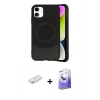 MARSİLYAN™- iPhone 11 Kılıf Ufuk Serisi - Siyah Bilvis 5in1 5D Magic Hayalet Cam Ekran Koruyucu + Renkli Kamera Lens Koruma Cam - TU