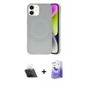 MARSİLYAN™- iPhone 11 Kılıf Ufuk Serisi - Siyah Bilvis 5in1 5D Magic Hayalet Cam Ekran Koruyucu + Şeffaf Kamera Lens Koruma Cam