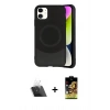 MARSİLYAN™- iPhone 11 Kılıf Ufuk Serisi - Siyah Buffer Cam Ekran Koruyucu + Kamera Lens Koruma Cam - SF
