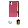 MARSİLYAN™- iPhone 11 Kılıf Ufuk Serisi - Siyah Buffer Cam Ekran Koruyucu + Lacivert Pers Alüminyum Kamera Lens