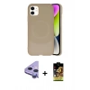 MARSİLYAN™- iPhone 11 Kılıf Ufuk Serisi - Siyah Buffer Cam Ekran Koruyucu + Raze Metal Kamera Lens - MR