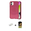 MARSİLYAN™- iPhone 11 Kılıf Ufuk Serisi - Siyah Buffer Cam Ekran Koruyucu + Renkli Kamera Lens Koruma Cam - PE