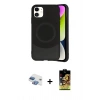 MARSİLYAN™- iPhone 11 Kılıf Ufuk Serisi - Siyah Buffer Cam Ekran Koruyucu + Pers Alüminyum Kamera Lens - GI