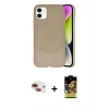 MARSİLYAN™- iPhone 11 Kılıf Ufuk Serisi - Siyah Buffer Cam Ekran Koruyucu + Pers Alüminyum Kamera Lens - KI