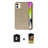 MARSİLYAN™- iPhone 11 Kılıf Ufuk Serisi - Siyah Buffer Cam Ekran Koruyucu + PVD Metal Kamera Lens - TU