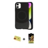 MARSİLYAN™- iPhone 11 Kılıf Ufuk Serisi - Siyah Buffer Cam Ekran Koruyucu + Rainbow Kamera Lens Koruma Cam - KI