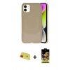 MARSİLYAN™- iPhone 11 Kılıf Ufuk Serisi - Siyah Buffer Cam Ekran Koruyucu + Rainbow Kamera Lens Koruma Cam - KI