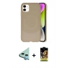MARSİLYAN™- iPhone 11 Kılıf Ufuk Serisi - Siyah Buffer Cam Ekran Koruyucu + Raze Metal Kamera Lens - MI