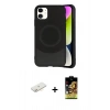 MARSİLYAN™- iPhone 11 Kılıf Ufuk Serisi - Siyah Buffer Cam Ekran Koruyucu + Renkli Kamera Lens Koruma Cam - SI