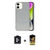 MARSİLYAN™- iPhone 11 Kılıf Ufuk Serisi - Siyah Buffer Cam Ekran Koruyucu + PVD Metal Kamera Lens - SH
