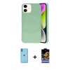 MARSİLYAN™- iPhone 11 Kılıf Ufuk Serisi - Siyah Buffer Hayalet Cam Ekran Koruyucu + Neon Fosforlu Kamera Lens - MI