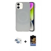 MARSİLYAN™- iPhone 11 Kılıf Ufuk Serisi - Siyah Buffer Hayalet Cam Ekran Koruyucu + Pers Alüminyum Kamera Lens - GI
