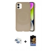 MARSİLYAN™- iPhone 11 Kılıf Ufuk Serisi - Siyah Buffer Hayalet Cam Ekran Koruyucu + Pers Alüminyum Kamera Lens - GI