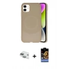 MARSİLYAN™- iPhone 11 Kılıf Ufuk Serisi - Siyah Buffer Hayalet Cam Ekran Koruyucu + Pers Alüminyum Kamera Lens - YL