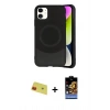 MARSİLYAN™- iPhone 11 Kılıf Ufuk Serisi - Siyah Buffer Hayalet Cam Ekran Koruyucu + Rainbow Kamera Lens Koruma Cam - KI