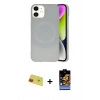 MARSİLYAN™- iPhone 11 Kılıf Ufuk Serisi - Siyah Buffer Hayalet Cam Ekran Koruyucu + Rainbow Kamera Lens Koruma Cam - KI
