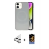 MARSİLYAN™- iPhone 11 Kılıf Ufuk Serisi - Siyah Buffer Hayalet Cam Ekran Koruyucu + Raze Metal Kamera Lens - GS