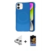 MARSİLYAN™- iPhone 11 Kılıf Ufuk Serisi - Siyah Buffer Hayalet Cam Ekran Koruyucu + Raze Metal Kamera Lens - GS