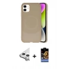 MARSİLYAN™- iPhone 11 Kılıf Ufuk Serisi - Siyah Buffer Hayalet Cam Ekran Koruyucu + Raze Metal Kamera Lens - GS