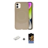MARSİLYAN™- iPhone 11 Kılıf Ufuk Serisi - Siyah Buffer Hayalet Cam Ekran Koruyucu + Renkli Kamera Lens Koruma Cam - PE