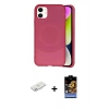 MARSİLYAN™- iPhone 11 Kılıf Ufuk Serisi - Siyah Buffer Hayalet Cam Ekran Koruyucu + Renkli Kamera Lens Koruma Cam - PE