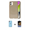 MARSİLYAN™- iPhone 11 Kılıf Ufuk Serisi - Siyah Buffer Hayalet Cam Ekran Koruyucu + Neon Fosforlu Kamera Lens - TU