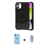 MARSİLYAN™- iPhone 11 Kılıf Ufuk Serisi - Siyah Joko Magic 5D Cam + Neon Fosforlu Kamera Lens - MI