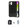 MARSİLYAN™- iPhone 11 Kılıf Ufuk Serisi - Siyah Joko Magic 5D Cam + PVD Metal Kamera Lens - SH