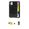 MARSİLYAN™- iPhone 11 Kılıf Ufuk Serisi - Siyah Joko Magic 5D Hayalet Cam + Rainbow Kamera Lens Koruma Cam - KI
