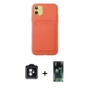 MARSİLYAN™- iPhone 11 Kılıf Vadi Çizgi Prime - Şeffaf 360 Full Body Arka Koruyucu + PVD Metal Kamera Lens - MI
