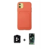 MARSİLYAN™- iPhone 11 Kılıf Vadi Çizgi Prime - Şeffaf 360 Full Body Arka Koruyucu + PVD Metal Kamera Lens - TU