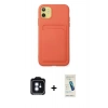 MARSİLYAN™- iPhone 11 Kılıf Vadi Çizgi Prime - Şeffaf Pasifik Cam Ekran Koruyucu + PVD Metal Kamera Lens - MI