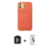 MARSİLYAN™- iPhone 11 Kılıf Vadi Çizgi Prime - Şeffaf Pasifik Cam Ekran Koruyucu + PVD Metal Kamera Lens - SH