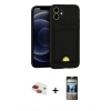MARSİLYAN™- iPhone 11 Kılıf Vadi Çizgi Prime - Siyah 34D Hayalet Izgaralı Cam + Pers Alüminyum Kamera Lens - KI