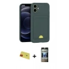MARSİLYAN™- iPhone 11 Kılıf Vadi Çizgi Prime - Siyah 34D Hayalet Izgaralı Cam + Rainbow Kamera Lens Koruma Cam - KI
