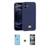 MARSİLYAN™- iPhone 11 Kılıf Vadi Çizgi Prime - Siyah 34D Hayalet Izgaralı Cam + Neon Fosforlu Kamera Lens - MI