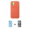 MARSİLYAN™- iPhone 11 Kılıf Vadi Çizgi Prime - Siyah 34D Hayalet Izgaralı Cam + Neon Fosforlu Kamera Lens - MI