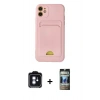 MARSİLYAN™- iPhone 11 Kılıf Vadi Çizgi Prime - Siyah 34D Hayalet Izgaralı Cam + PVD Metal Kamera Lens - MI