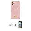 MARSİLYAN™- iPhone 11 Kılıf Vadi Çizgi Prime - Siyah 34D Hayalet Izgaralı Cam + Renkli Kamera Lens Koruma Cam - PE