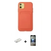 MARSİLYAN™- iPhone 11 Kılıf Vadi Çizgi Prime - Siyah 34D Hayalet Izgaralı Cam + Renkli Kamera Lens Koruma Cam - PE