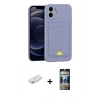 MARSİLYAN™- iPhone 11 Kılıf Vadi Çizgi Prime - Siyah 34D Hayalet Izgaralı Cam + Renkli Kamera Lens Koruma Cam - PE