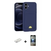 MARSİLYAN™- iPhone 11 Kılıf Vadi Çizgi Prime - Siyah 34D Hayalet Izgaralı Cam + Renkli Kamera Lens Koruma Cam - PE