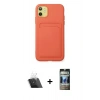 MARSİLYAN™- iPhone 11 Kılıf Vadi Çizgi Prime - Siyah 34D Hayalet Izgaralı Cam + Kamera Lens Koruma Cam - SF