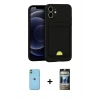 MARSİLYAN™- iPhone 11 Kılıf Vadi Çizgi Prime - Siyah 34D Hayalet Izgaralı Cam + Neon Fosforlu Kamera Lens - YL