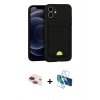 MARSİLYAN™- iPhone 11 Kılıf Vadi Çizgi Prime - Siyah 3D Antistatik Cam Ekran Koruyucu + Pers Alüminyum Kamera Lens - KI